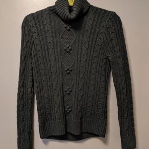 Turtleneck cotton cable knit sweater